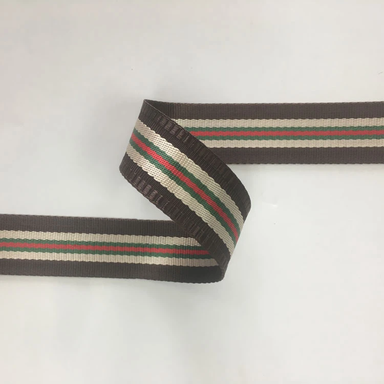38mm Green Red Striped Polyester Webbing