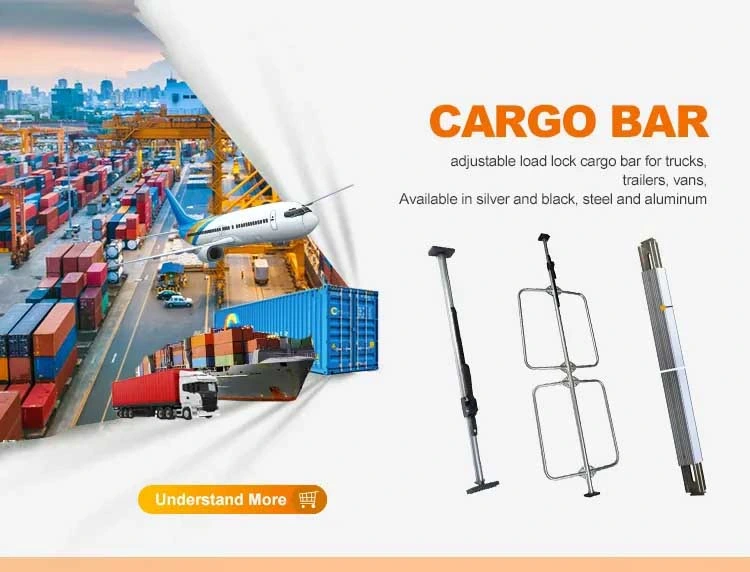 Steel Adjustable Truck Cargo Jack Bar Load Lock Bar Euro Style Adjustable Steel Square Tube Load Trailer Ratcheting Cargo Jack Bar