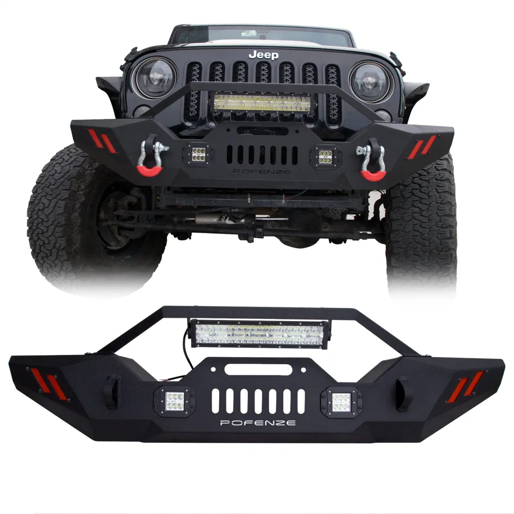 New Bumper Bar with LED Light Bar Front Bumper with Winch Panel for Jeep Wrangler Jk Jl Gladiator 2007-2022