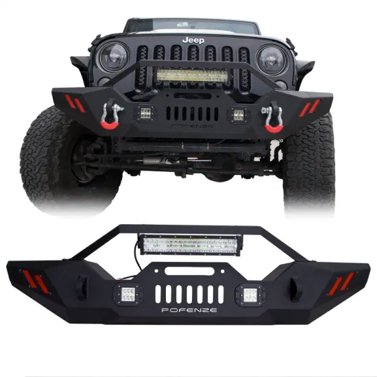 New Bumper Bar with LED Light Bar Front Bumper with Winch Panel for Jeep Wrangler Jk Jl Gladiator 2007